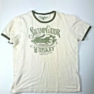 Lucky Brand Cream with Army Green Trim Tee Shirt